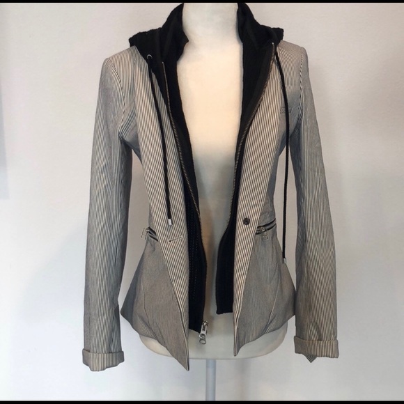 Veronica Beard Striped Blazer with Hoodie - Picture 2 of 7